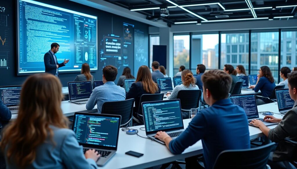 découvrez nos formations complètes pour apprendre à coder sur la blockchain. maîtrisez les technologies innovantes, développez des applications décentralisées et préparez-vous à intégrer le futur numérique. que vous soyez débutant ou développeur expérimenté, nos ateliers pratiques et cours en ligne s'adaptent à votre niveau pour vous offrir les compétences nécessaires dans le domaine de la blockchain.